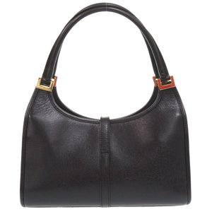 美品 グッチ ジャッキー 00210682404 レザー ブラック ハンドバッグ 黒 1413【中古】GUCCI