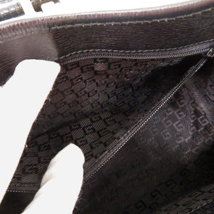 美品 グッチ ジャッキー 00210682404 レザー ブラック ハンドバッグ 黒 1413【中古】GUCCI