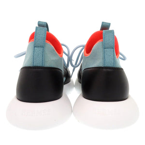 新品同様 エルメス デュエル レザー ブルー ブラック スニーカー 1507【中古】HERMES メンズ