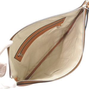 新品同様 ロエベ クロスライン レザー ブラウン クラッチバッグ 1522【中古】LOEWE