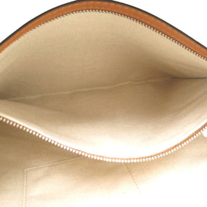 新品同様 ロエベ クロスライン レザー ブラウン クラッチバッグ 1522【中古】LOEWE