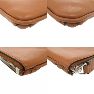 新品同様 ロエベ クロスライン レザー ブラウン クラッチバッグ 1522【中古】LOEWE