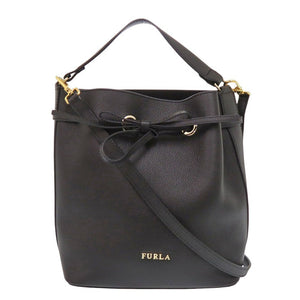 美品 フルラ コスタンザ レザー ブラック 2wayハンドバッグ 黒 1527【中古】Furla