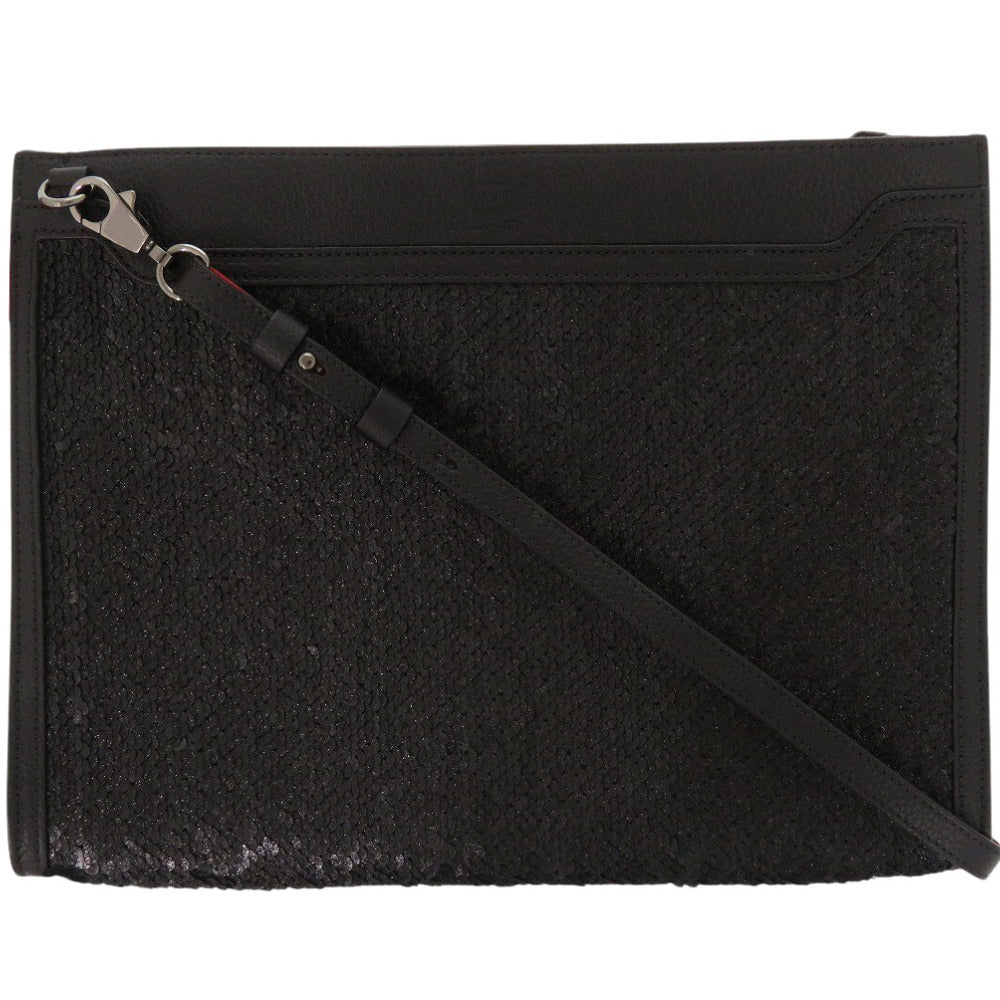 新品同様 クリスチャンルブタン スカイポーチ 3185202 レザー/スパンコール ブラック ショルダーバッグ 黒 1535【中古】Christian Louboutin