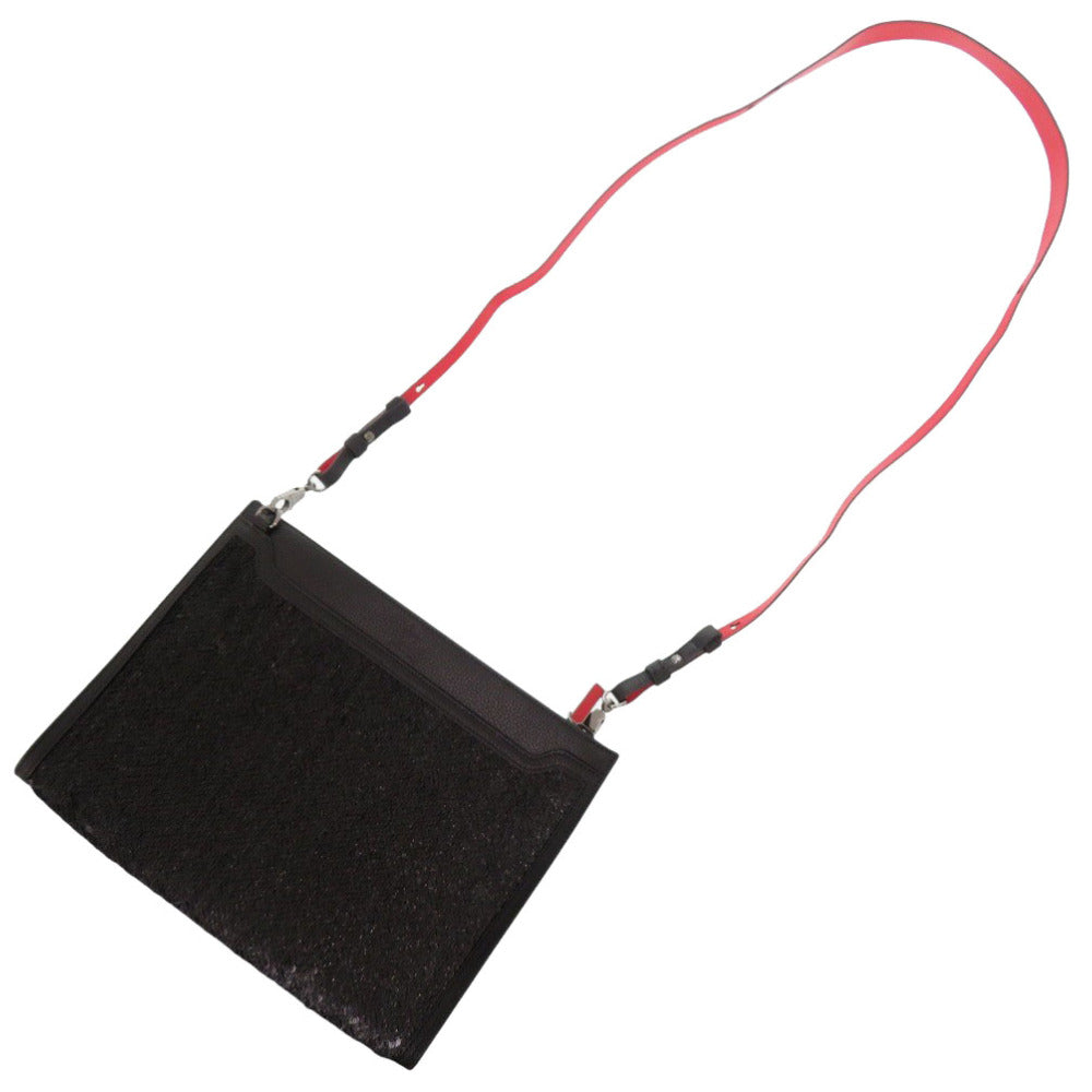 新品同様 クリスチャンルブタン スカイポーチ 3185202 レザー/スパンコール ブラック ショルダーバッグ 黒 1535【中古】Christian Louboutin