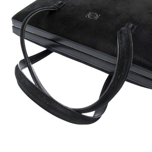美品 ロエベ ヴィンテージ アナグラム スウェード/レザー ブラック ハンドバッグ 黒 1539【中古】LOEWE