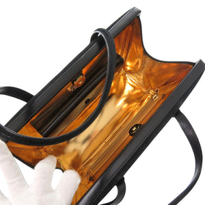 美品 ロエベ ヴィンテージ アナグラム スウェード/レザー ブラック ハンドバッグ 黒 1539【中古】LOEWE