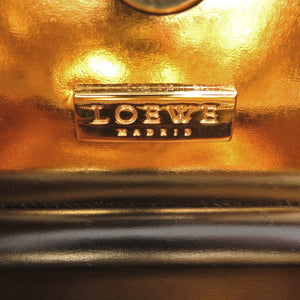 美品 ロエベ ヴィンテージ アナグラム スウェード/レザー ブラック ハンドバッグ 黒 1539【中古】LOEWE