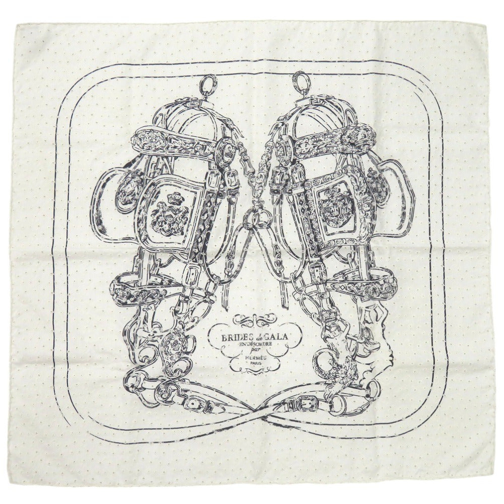新品同様 エルメス カレ70 ブリッド ドゥ ガラ Brides de Gala Broderie Anglaise スカーフ 刺繍 シルク Blanc  1545【中古】HERMES