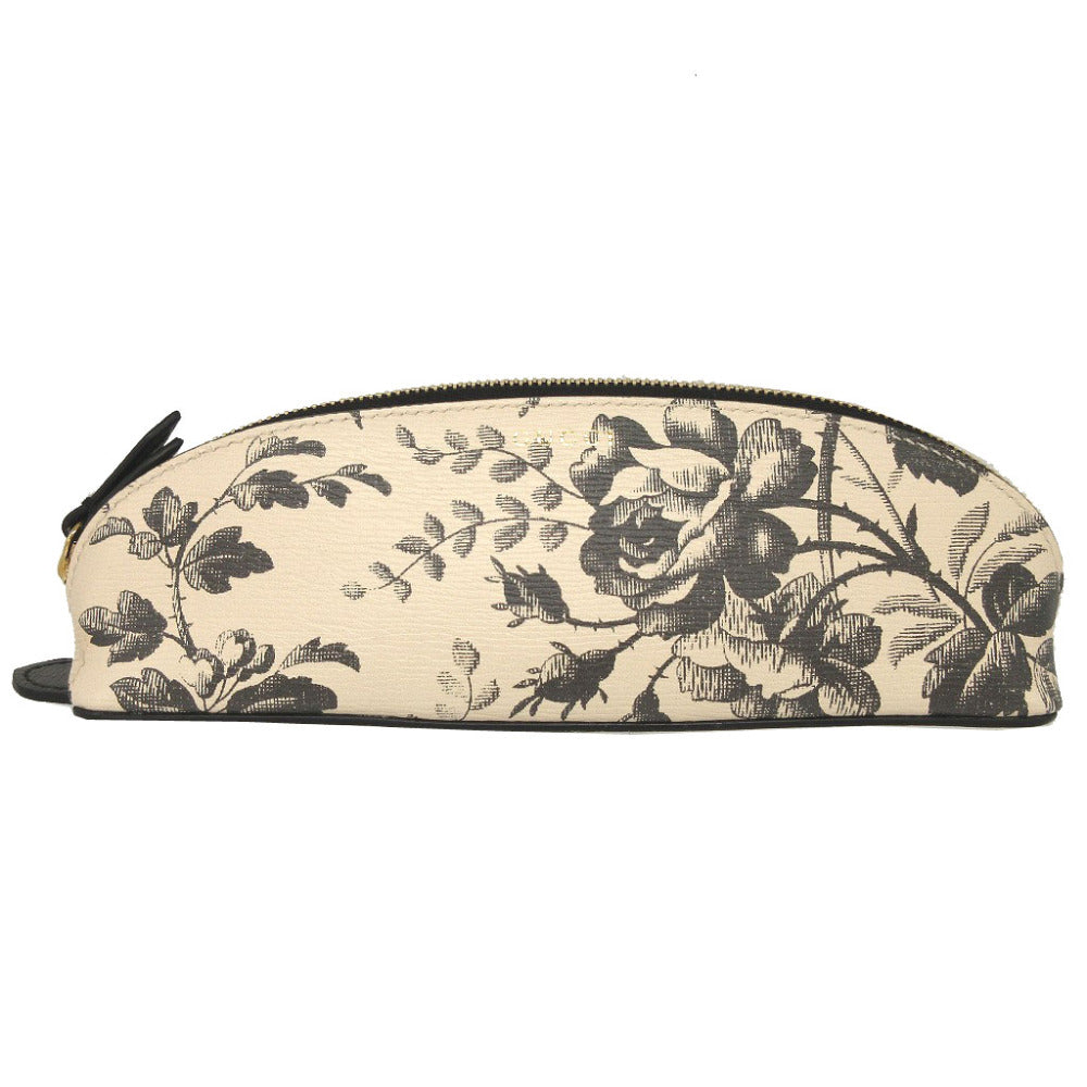 未使用 グッチ ハーバリウム 662130 レザー ベージュ ブラック 黒 筆箱 ペンケース 1564【中古】GUCCI