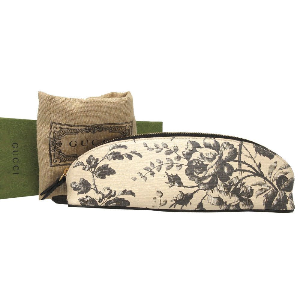 未使用 グッチ ハーバリウム 662130 レザー ベージュ ブラック 黒 筆箱 ペンケース 1564【中古】GUCCI