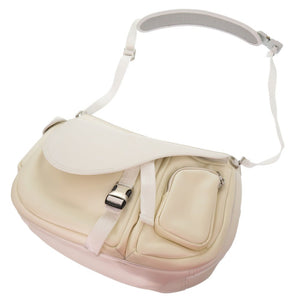 美品 クリスチャンディオール × サカイ Dior Sacai サドルソフトバッグ 1ADHO029USG レザー ナイロン ホワイト ショルダーバッグ 1579【中古】Christian Dior メンズ