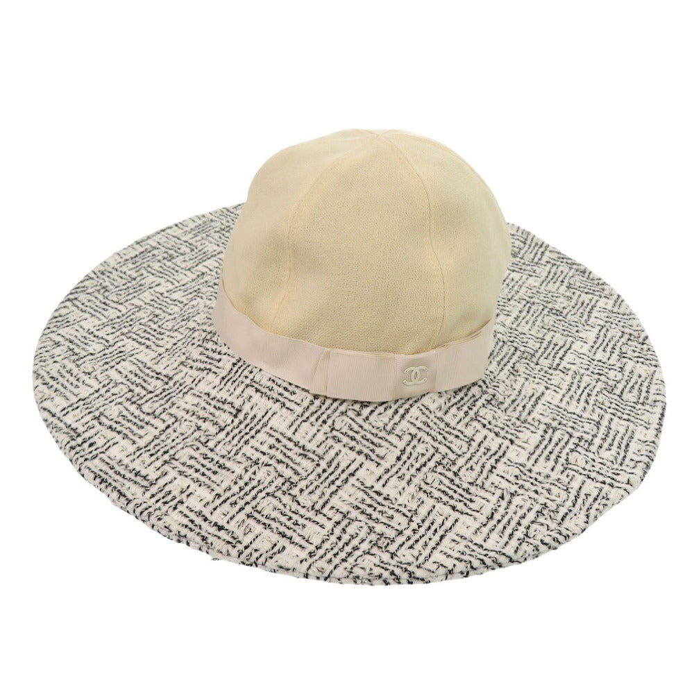 美品 シャネル コットン/ツイード アイボリー 帽子 1591【中古】CHANEL