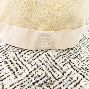 美品 シャネル コットン/ツイード アイボリー 帽子 1591【中古】CHANEL