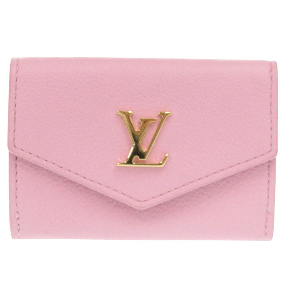 美品 ルイ ヴィトン ポルトフォイユ ロックミニ M80088 レザー ピンク 三つ折り財布 LV 1592【中古】LOUIS VUITTON