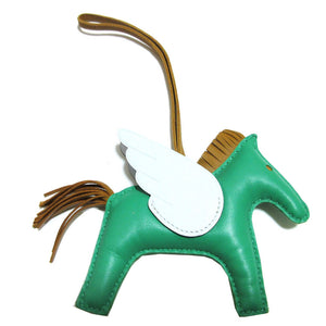 新品同様 エルメス ロデオペガサスMM アニューミロ Z刻印(2021年製) ミント ブループリュム セサミ バッグチャーム キーホルダー 1595【中古】HERMES