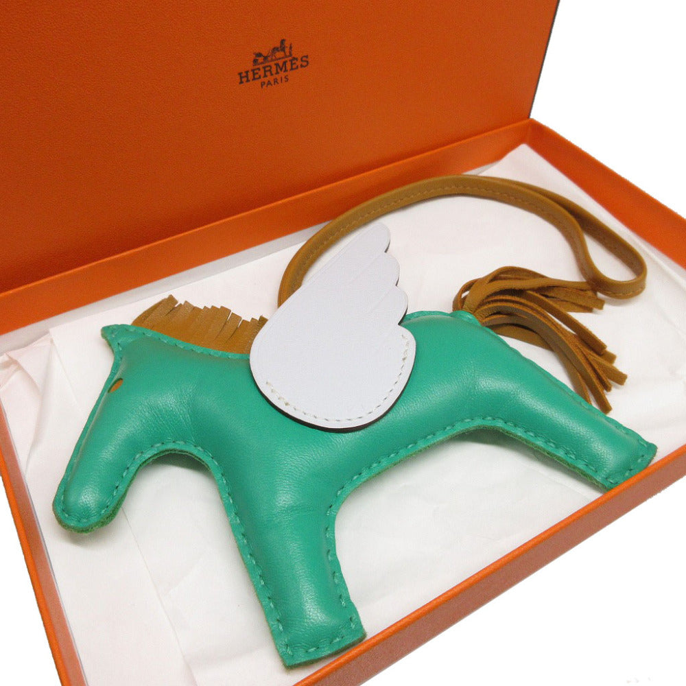 新品同様 エルメス ロデオペガサスMM アニューミロ Z刻印(2021年製) ミント ブループリュム セサミ バッグチャーム キーホルダー 1595【中古】HERMES