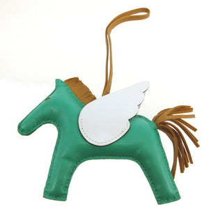 新品同様 エルメス ロデオペガサスMM アニューミロ Z刻印(2021年製) ミント ブループリュム セサミ バッグチャーム キーホルダー 1595【中古】HERMES