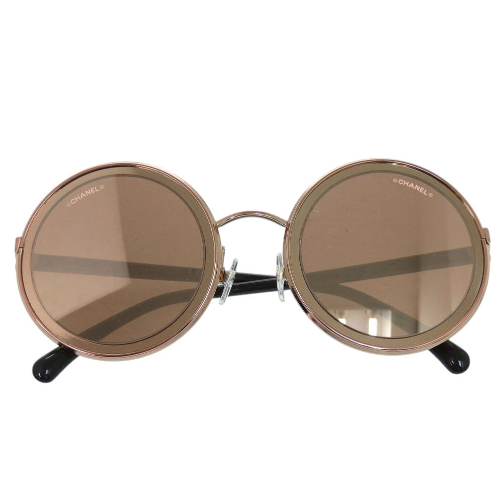 新品同様 シャネル ラウンドフレーム 4226 プラスチック ブラウン ミラーサングラス 1604【中古】CHANEL