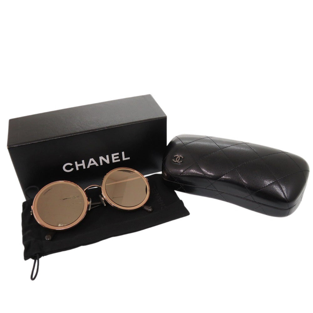 新品同様 シャネル ラウンドフレーム 4226 プラスチック ブラウン ミラーサングラス 1604【中古】CHANEL