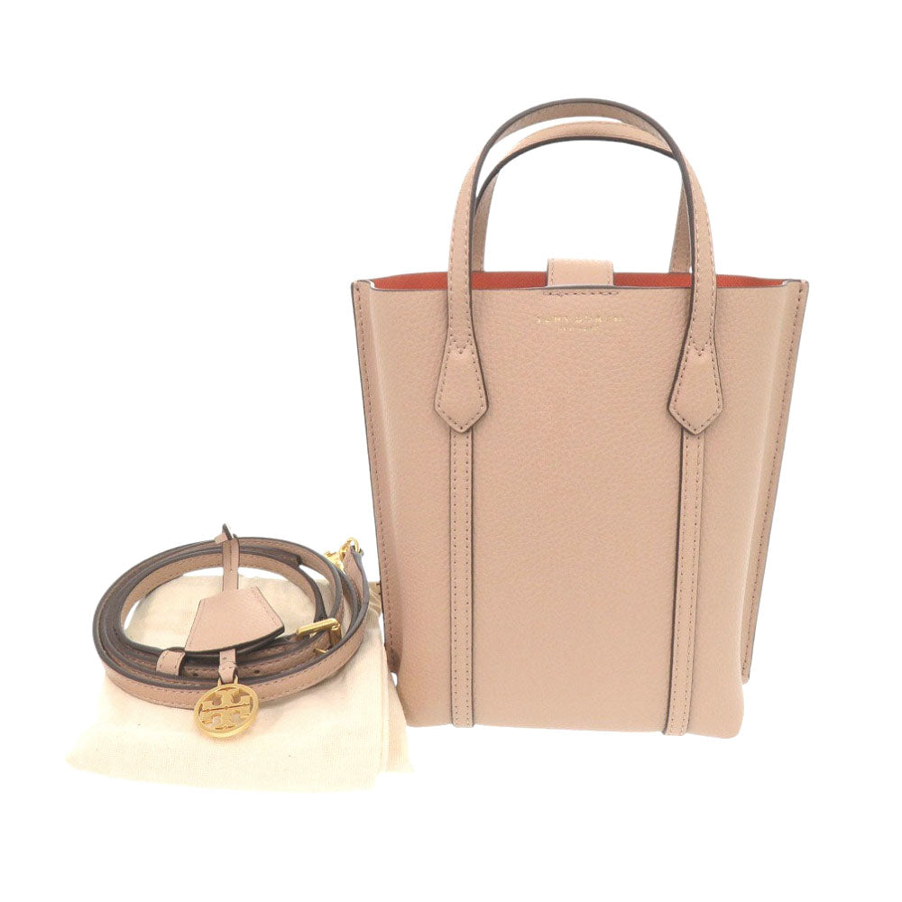未使用 トリーバーチ PERRY MINI ペリーミニトート 142616 レザー DEVON SAND 2wayショルダーバッグ ベージュ 1610【中古】Tory Burch