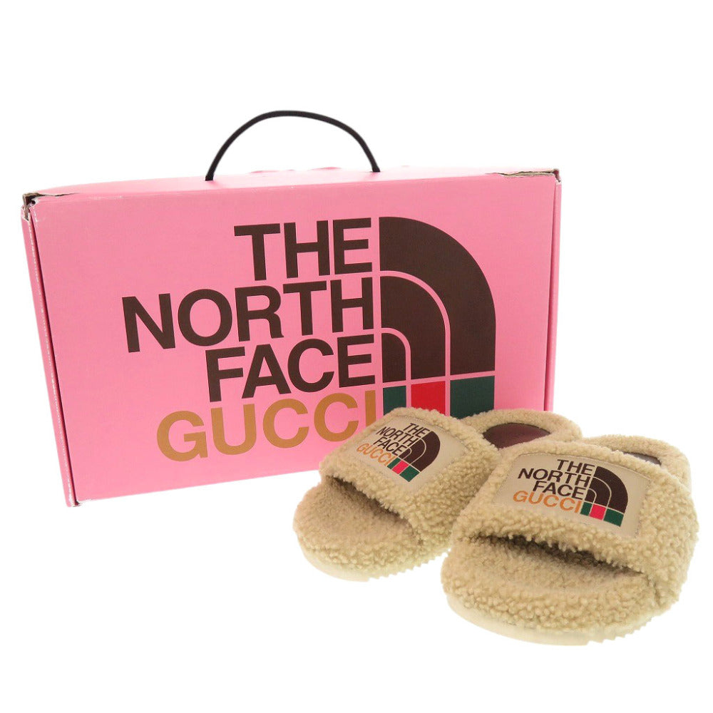 未使用品 グッチ × ザ ノースフェイス 679948 ムートン ボア ベージュ サイズ34 ムートンサンダル 1611【中古】GUCCI