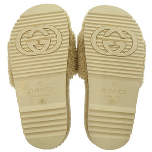 未使用品 グッチ × ザ ノースフェイス 679948 ムートン ボア ベージュ サイズ34 ムートンサンダル 1611【中古】GUCCI