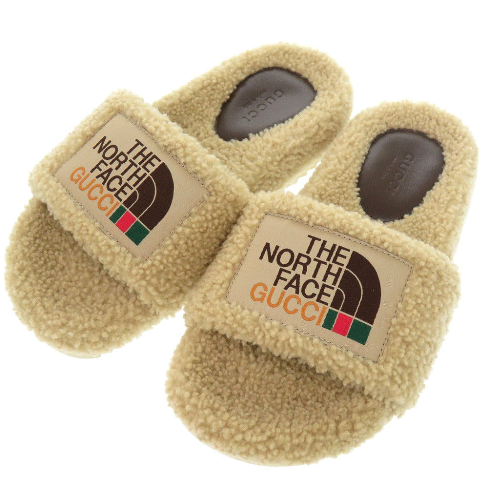 未使用品 グッチ × ザ ノースフェイス 679948 ムートン ボア ベージュ サイズ37 ムートンサンダル 1612【中古】GUCCI