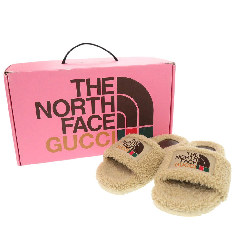 未使用品 グッチ × ザ ノースフェイス 679948 ムートン ボア ベージュ サイズ37 ムートンサンダル 1612【中古】GUCCI