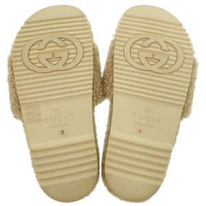 未使用品 グッチ × ザ ノースフェイス 679948 ムートン ボア ベージュ サイズ37 ムートンサンダル 1612【中古】GUCCI