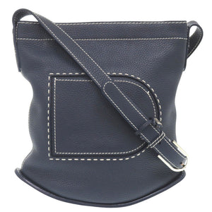 美品 デルボー パン デイリー サーピケ レザー ネイビー ショルダーバッグ 1618【中古】DELVAUX