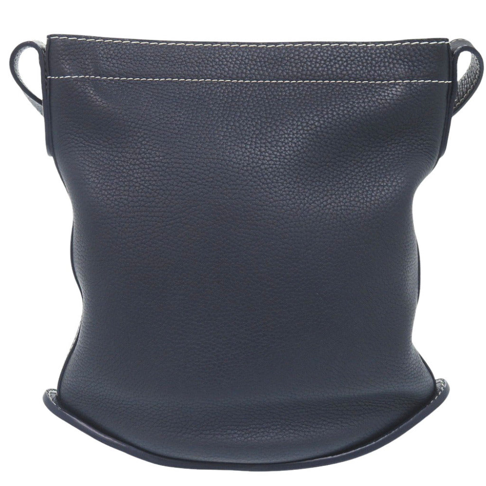 美品 デルボー パン デイリー サーピケ レザー ネイビー ショルダーバッグ 1618【中古】DELVAUX