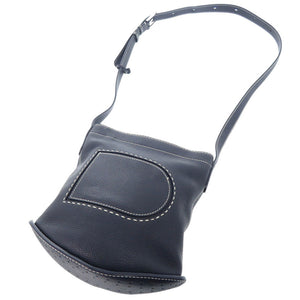 美品 デルボー パン デイリー サーピケ レザー ネイビー ショルダーバッグ 1618【中古】DELVAUX