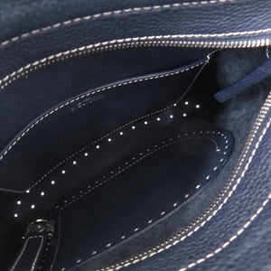 美品 デルボー パン デイリー サーピケ レザー ネイビー ショルダーバッグ 1618【中古】DELVAUX