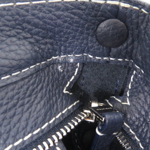 美品 デルボー パン デイリー サーピケ レザー ネイビー ショルダーバッグ 1618【中古】DELVAUX