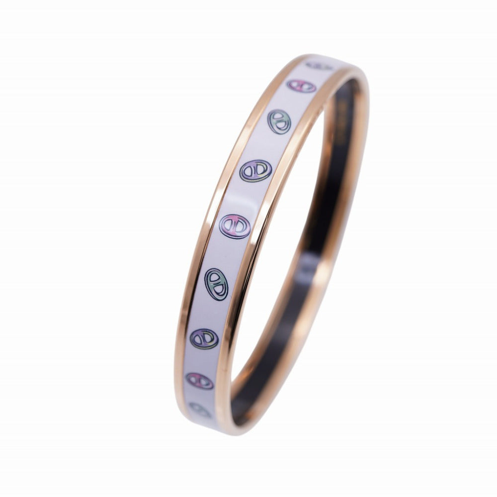 新品同様 エルメス エマイユPM W刻印 エナメル シェーヌダンクル バングル ピンクゴールド アクセサリー 1622【中古】HERMES