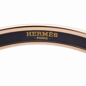 新品同様 エルメス エマイユPM W刻印 エナメル シェーヌダンクル バングル ピンクゴールド アクセサリー 1622【中古】HERMES