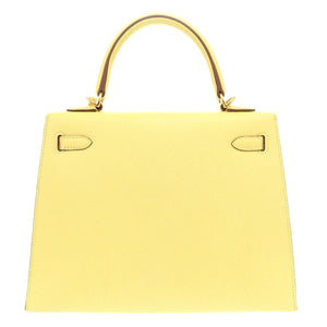 美品 エルメス ケリー25 外縫い ヴォーエプソン ジョーヌプッサン ゴールド金具 Z刻印(2011年製) ハンドバッグ 1635 【中古】 HERMES