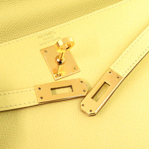 美品 エルメス ケリー25 外縫い ヴォーエプソン ジョーヌプッサン ゴールド金具 Z刻印(2011年製) ハンドバッグ 1635 【中古】 HERMES