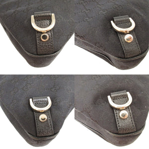 美品 グッチ アビー 130738 GGキャンバス レザー ホーボー ブラック 黒 ショルダーバッグ 1650【中古】GUCCI