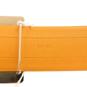 美品 ロジェヴィヴィエ スクエアバックル レザー イエロー ブラウン ベルト 1659【中古】Roger Vivier