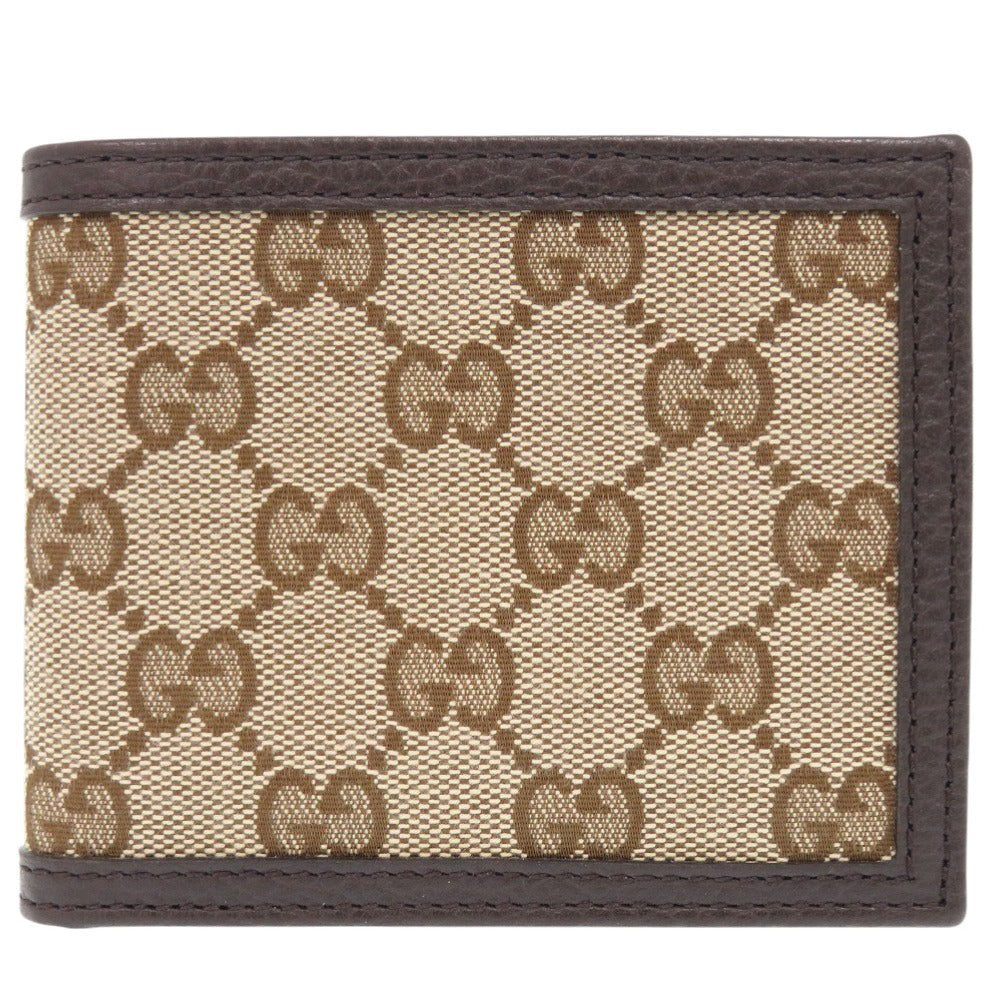 新品同様 グッチ GGキャンバス 260987 ベージュ 二つ折り財布 1660【中古】GUCCI