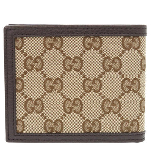 新品同様 グッチ GGキャンバス 260987 ベージュ 二つ折り財布 1660【中古】GUCCI
