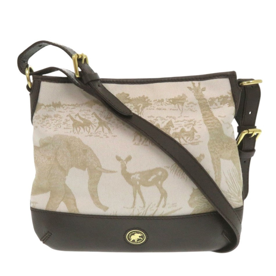 美品 ハンティングワールド キャンバス/レザー ブラウン ショルダーバッグ 1665【中古】HUNTING WORLD