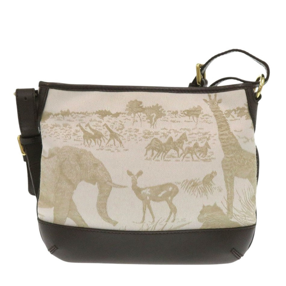 美品 ハンティングワールド キャンバス/レザー ブラウン ショルダーバッグ 1665【中古】HUNTING WORLD