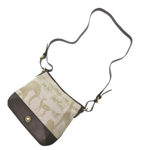 美品 ハンティングワールド キャンバス/レザー ブラウン ショルダーバッグ 1665【中古】HUNTING WORLD