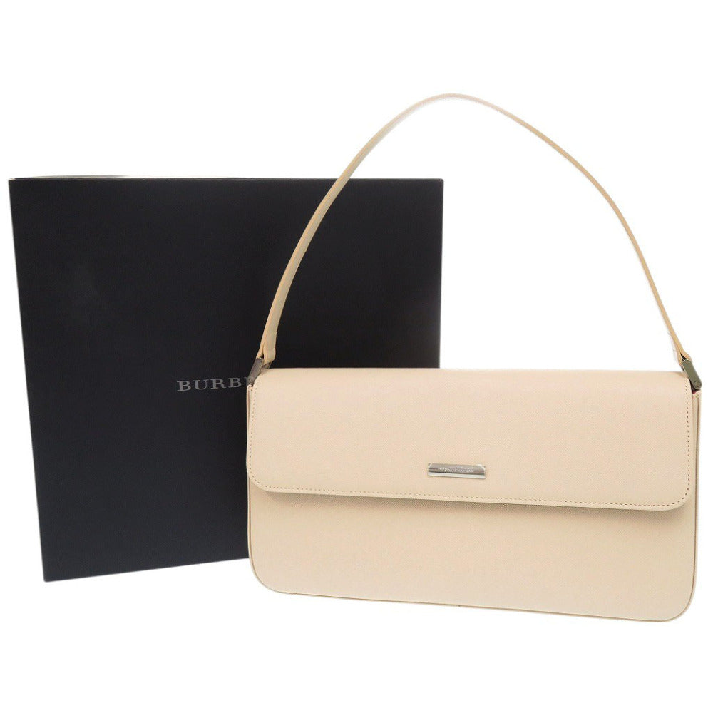 新品同様 バーバリー ロゴプレート レザー ベージュ ハンドバッグ 1672【中古】BURBERRY