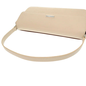 新品同様 バーバリー ロゴプレート レザー ベージュ ハンドバッグ 1672【中古】BURBERRY