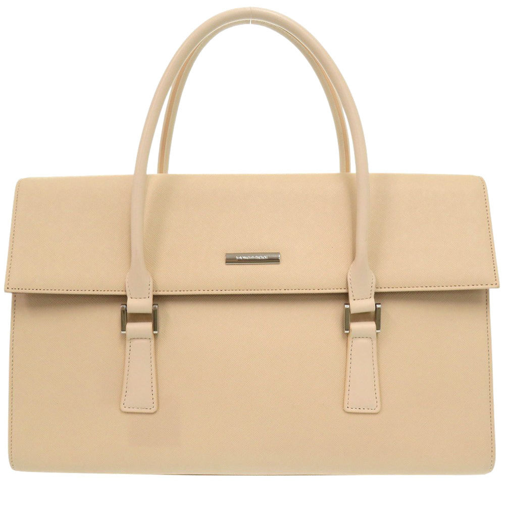 美品 バーバリー ロゴ レザー ベージュ ハンドバッグ 1674【中古】BURBERRY