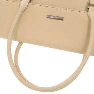 美品 バーバリー ロゴ レザー ベージュ ハンドバッグ 1674【中古】BURBERRY